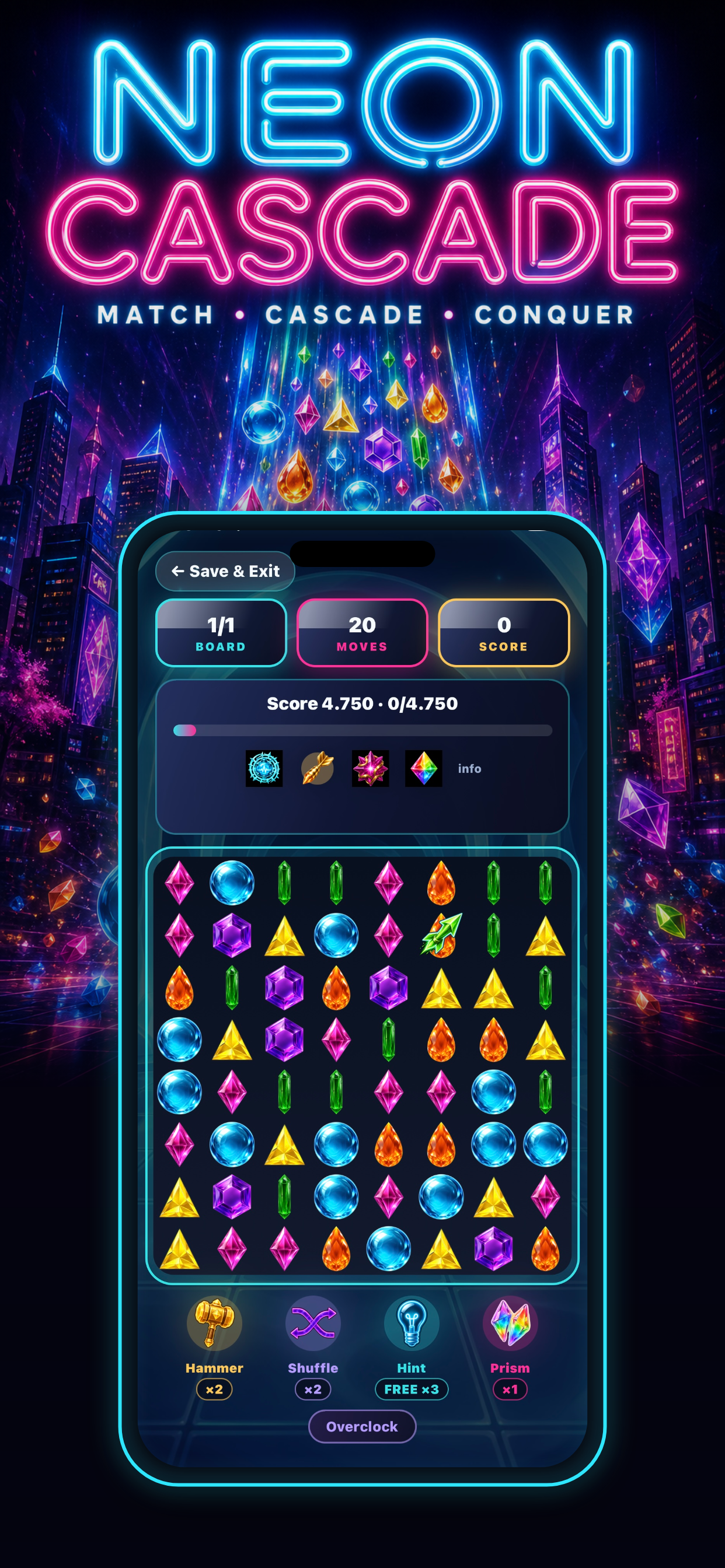Neon Cascade screenshot 1